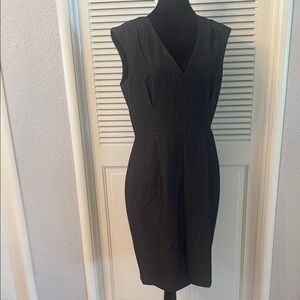 Calvin Klein charcoal, gray V-Neck Sleeveless Midi Sheath Dress